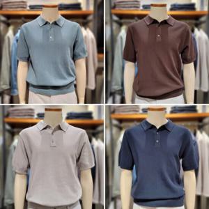 [올젠] 25 S/S 여름 남성 밀라노 조직감 반팔 카라 니트(4컬러) ZPF2ET1501
