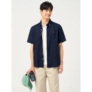 [빈폴멘] 리넨 솔리드 반소매 셔츠  네이비 (BC5365C21R)