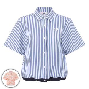 [마스터바니] 여성 패턴 셔츠형 루즈핏 반팔 티셔츠 (421E2TO611)