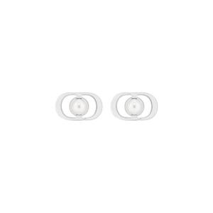 디올 미니 쁘띠 CD 졸리 스터드 이어링 팔라듐 피니쉬 메탈 화이트 레진 펄 E3170WOMRS-D009