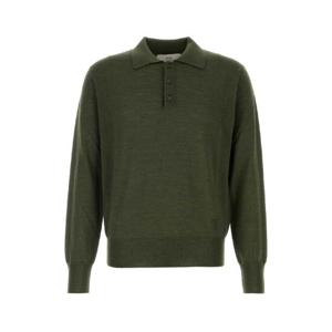 AMI Olive green wool blend polo shirt HPL366KN0066 376