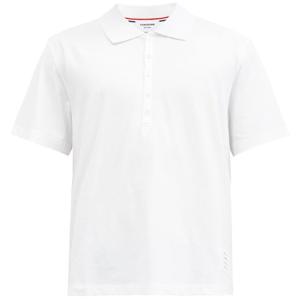 25 SS 톰브라운 트리컬러 라벨 코튼 피케 폴로 플라켓 셔츠 화이트 MJP052A 00042 100