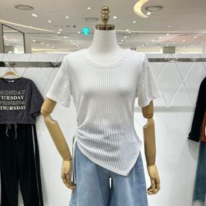 [밸리걸] 펀칭 언발란스 티셔츠 216940