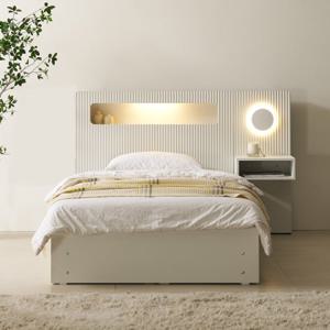 [보루네오]호텔라인 서랍 LED 침대 SS (포켓매트,협탁1개) KC822