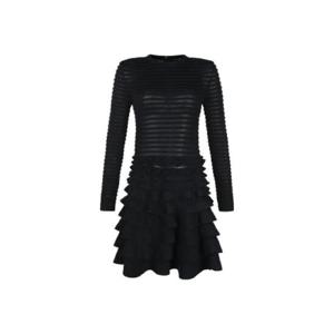 발렌티노 블랙 울 블렌드 미디 스커트 1778037