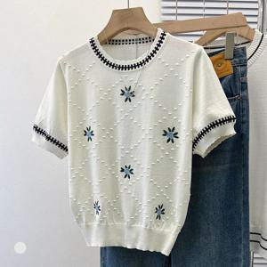 [카라]KARRA 빈티지블루로즈자수니트_A5M0683