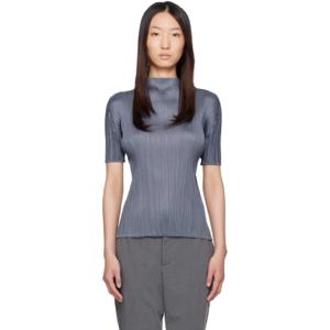 이세이미야케 터틀넥 블루 먼슬리 컬러 메이 탑 252941F099008