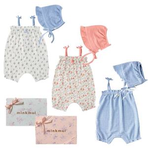 M밍크뮤D 25SS 베리플라워체크모찌SET우주복 3종택1 보넷세트 (3537067504A)