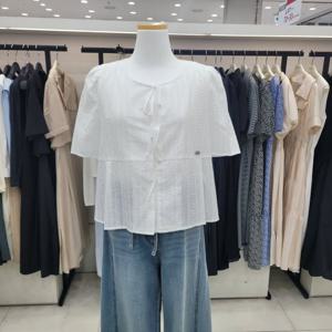 [온앤온]라운드넥 펀칭 리본블라우스njw5mb6100