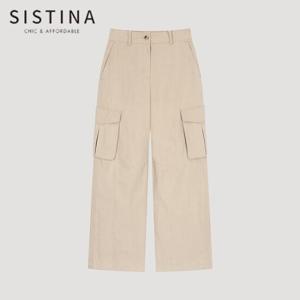 [SISTINA] 인기 스트랩 카고 와이드 팬츠_AWWSLO11030_BE