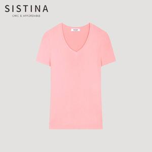 [SISTINA] 인기 슬림 리브 브이넥 니트_ASKPOO21660_CO