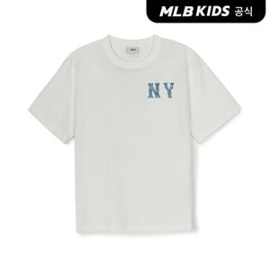 [MLB키즈 공식] 25SS 모노그램 데님 쿠퍼스 빅로고 티셔츠 NY (Ivory) 7ATSM0953-50IVS