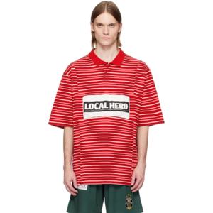25 SS 마틴로즈 남성 레드 오버사이즈 패널 폴로 셔츠 251892M212002