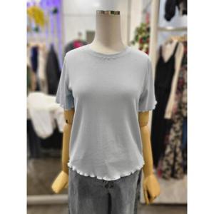 밸리걸 세이브존01 물결라인 골지 펄 반팔 티셔츠 225170