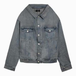 BALENCIAGA 오프숄더 라이트 블루 데님 재킷 786638TQW55/XG_BALEN-6379