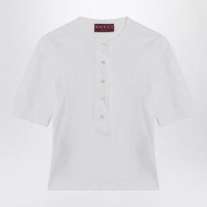 GUCCI white ribbed cotton t shirt 823444XJG99/Q_GUC-9000