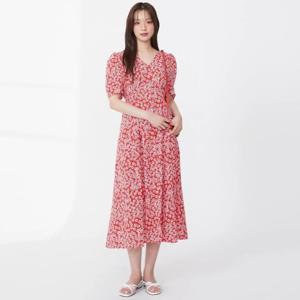 플라스틱아일랜드  (PR2WO665) 프린트 브이넥 원피스