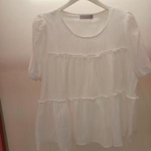 Latium HC06 귀여운 A라인 프릴 라운드 반팔 레나 티블라우스 T2523bl26W