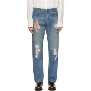 25 SS Junya Watanabe 남성 블루 Levis 코튼 셀비지 데님 진 251253M186003