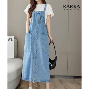 [카라]KARRA 텐버튼데님오버롤원피스_A3F0971