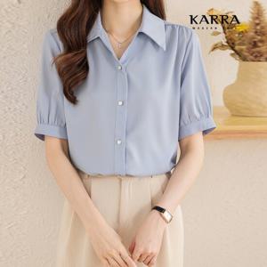 KARRA 플랫솔리드하프블라우스_A4M0048