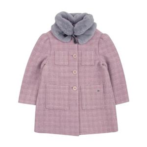 [빈]바이올렛 트위드 싱글 퍼카라 코트 BX62CT03VI