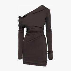 알렉산더맥퀸 브라운 비대칭 바디콘 드레스 794539 QLADO3040