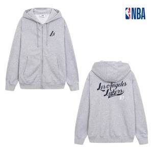 NBA N251TJ030P 공용 오버핏 LAL 백 레터링 후드 집업 STG