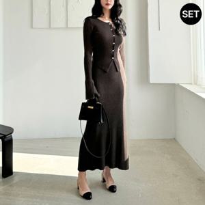 [모리스커밍홈][SET]글램 골지 니트 스커트 투피스_M2502SE007A