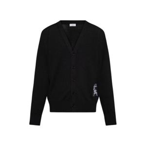 버버리 체크 라벨 울 가디건 블랙 남성 8102671