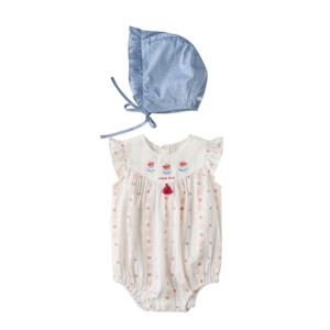 M밍크뮤D 25SS (BL)마린플라워SET바디슈트 모자보넷세트 (3531360405)