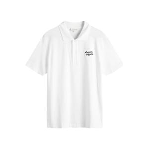 메종키츠네 핸드라이팅 폴로 반팔티셔츠 화이트 남성 MM00201KJ7010 M186