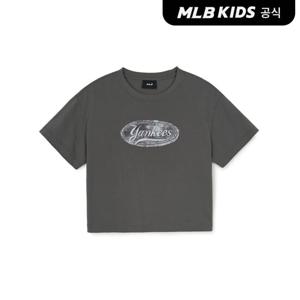 [MLB키즈 공식] 25SS 빈티지 모노그램 여아 크롭 티셔츠 NY (L.Charcoal Grey) 7FTSMV153-50CGL