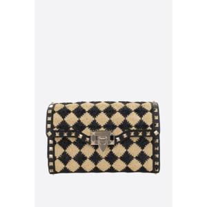VALENTINO GARAVANI Rockstud small crossbody bag in synthetic raffia 6W2B0R43FFSEX9