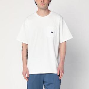 NEEDLES white T shirt with logo patch QV362PL/Q_NEEDL-WHT