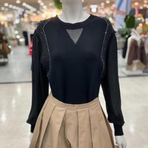 SOUP sh06 블링큐빅 라운드넥 시스루블라우스 AB3LKT1