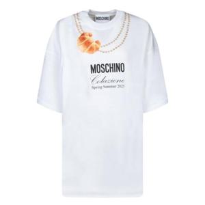 Moschino 로고 프린트 크루넥 티셔츠 드레스 251EA04380541 1001 TP941107694