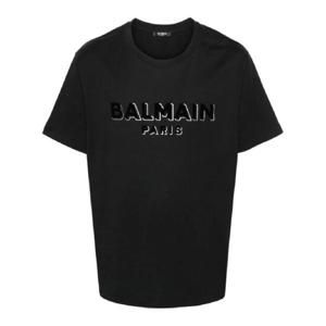 25 SS 발망 플록 로고 티셔츠 DH1EG010BB99 TP432102902