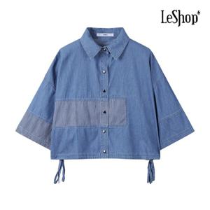 르샵  스트라이프 배색 데님 셔츠 (BP5BL040A)