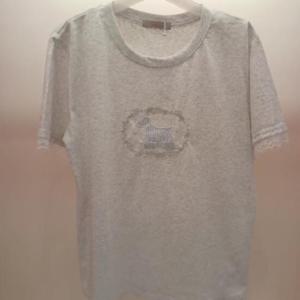 Latium HC06 얇고 부드러운 소매밑단레이스배색 도그 라운드 반팔 면티 T2523ts50LG