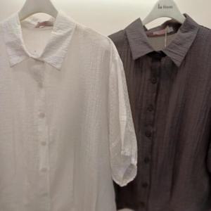 Latium HC06 팔뚝품편한 루즈핏 이너프 tencel 카라 반팔 남방형 벌룬 셔츠블라우스 T2523bl28