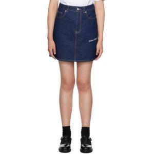 Maison Kitsune 미니스커트 인디고 블루 자수 미니 스커트 232389F090001