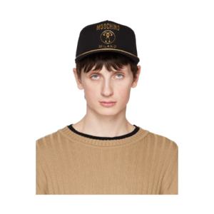 모스키노 볼캡 블랙 더블 퀘스천 마크 볼캡 231720M139004