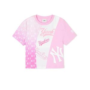 MLB W 모노그램 블록 슬림 크롭 반팔 티셔츠 A5 3FTSM1743 50PKP 50SBD