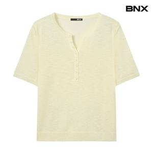 [BNX]트임넥 반 버튼 니트 (BX2KP019L0)