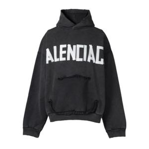 발렌시아가 후드 티셔츠 744441TRVK2 1041 FADED WASH BLACK