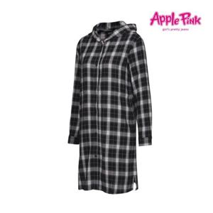 [애플핑크][애플핑크] 후드 체크 롱원피스 (APF0O502GSB)