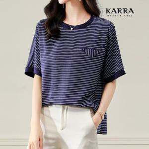 KARRA 스트라이프배색블라우스_A3F0072