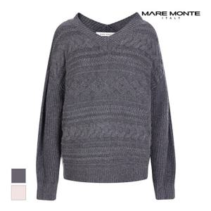 [마레몬떼][마레몬떼] 꽈배기 짜임 브이넥 니트_M21OMKT60P0 (P0