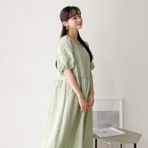 샵앤) 베베 국산 여성 5부 반팔 롱 원피스 AMI-WDR-3263-핑크